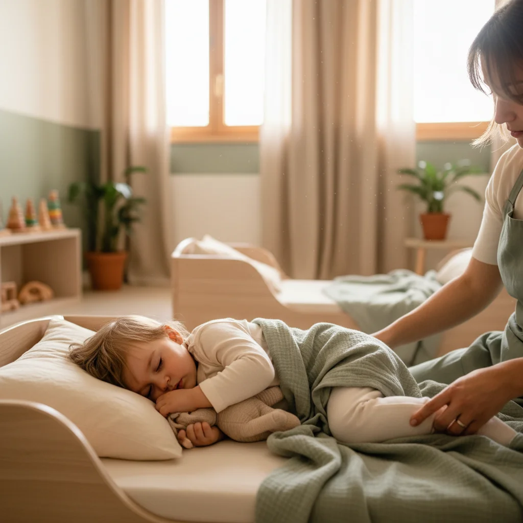 Chambre de sieste avec berceaux individuels